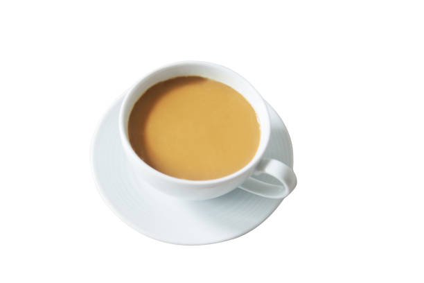 istock Isolate Hot Latte in white mug cup on top view. freshly Latte ready to serve. Hot coffee in ceramic glass with lightly smoke and tasty smell. Most favorite and popular coffee menu for any restaurants is Americano, Espresso, Latte, Caramel Macchiato, Mocha 1160224964