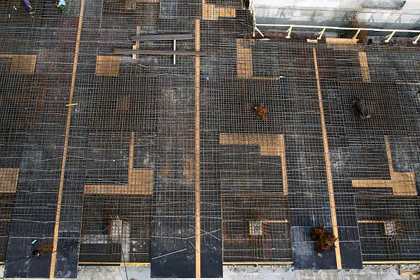 Bird's eye view at heavy reinforcement of a ceiling