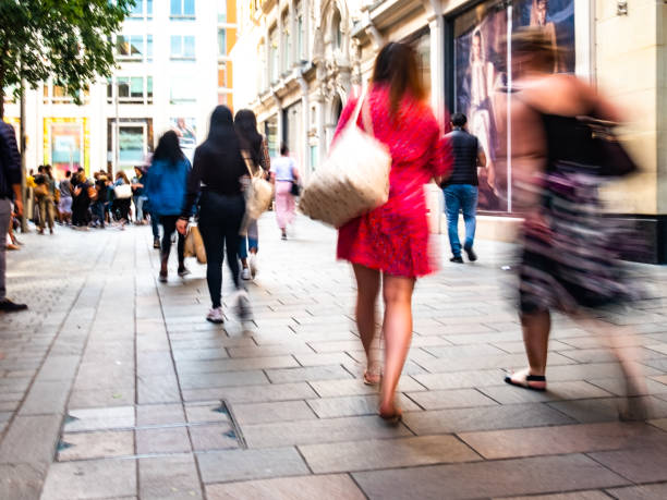 Motion blurred London city street scene