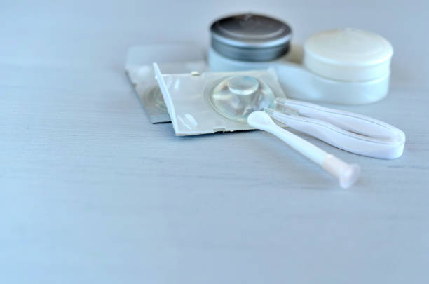 istock Contact lenses and accessories - tweezers, case 1160236473