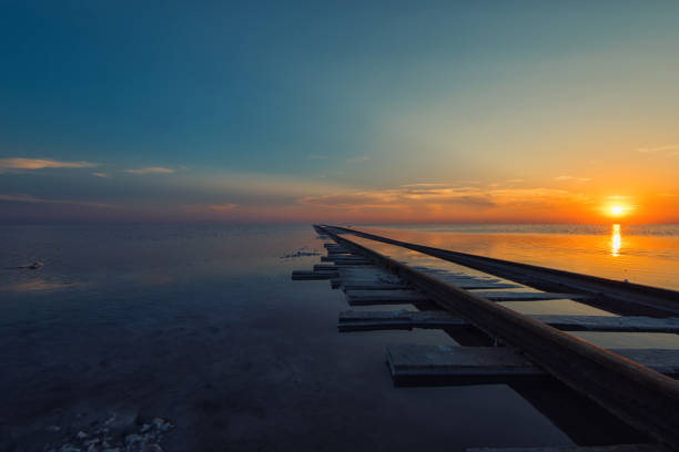 istock Beauty sunset on salty lake 1160238746