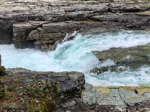 olas blancas y agua acuática corriendo por el río - montana water landscape nature fotografías e imágenes de stock