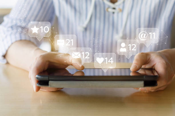 istock Woman in Social media network . 1160244801