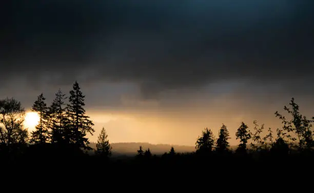 Sunset Breaking Through Horizon After Storm