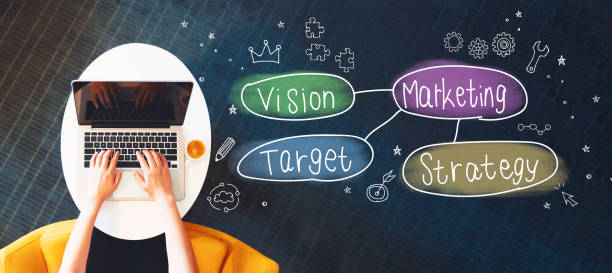 istock Marketing concept with person using a laptop 1160249770