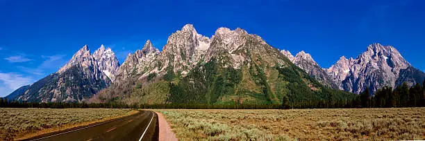 Great image of the road leading directly into the heart of the Teton Range.
