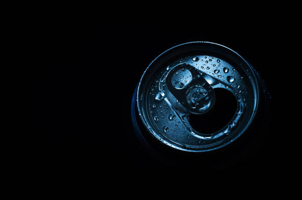 istock Aluminum soda can on a black background 1160254219