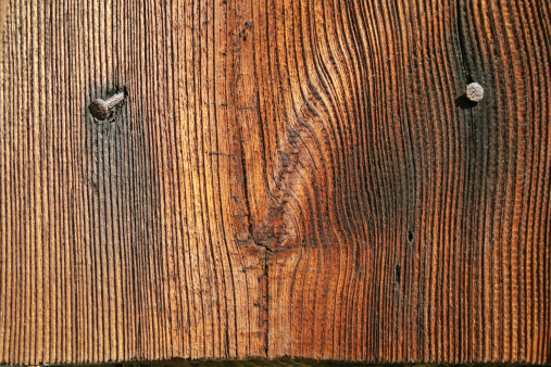 Natural wooden wall and nails