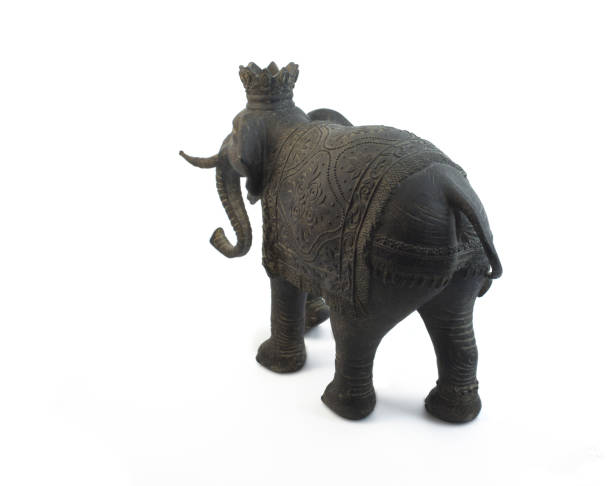 Old decorative elephant sculpture isolated on white