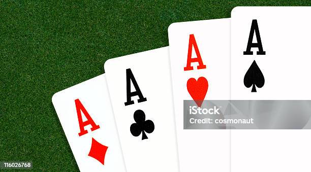 Four Aces In Poker Stock Photo - Download Image Now - Ace, Color Image, Four Objects