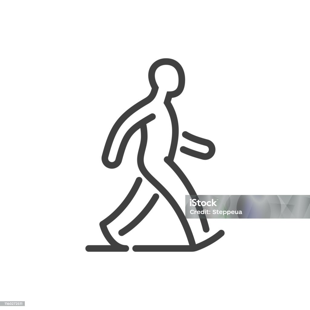 Icono de la línea del hombre a pie - arte vectorial de Andar libre de derechos