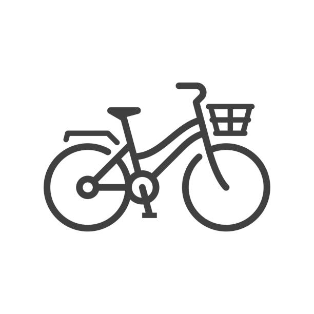 City bike icon Line vector icon. Vector EPS 10, HD JPEG 4000 x 4000 px bicycle symbols stock illustrations