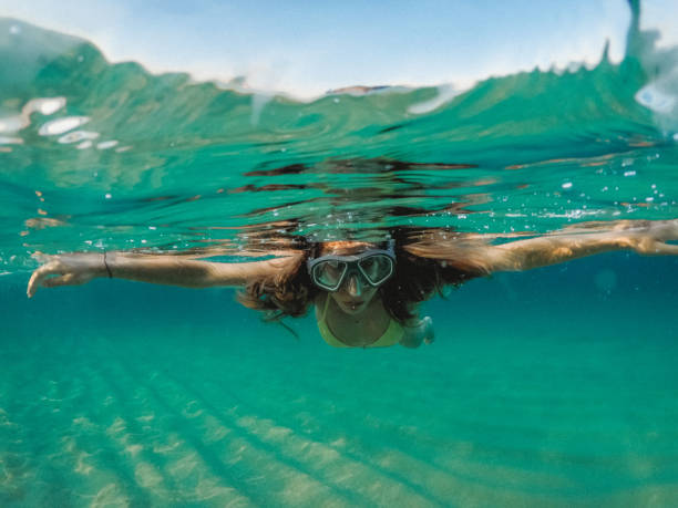 istock Woman snorkeling 1160275994
