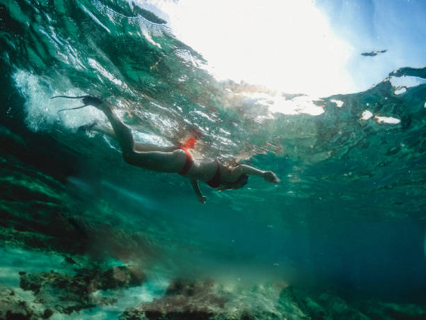 istock Woman snorkeling 1160277428
