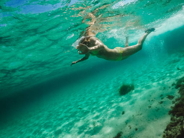 istock Woman snorkeling 1160278110