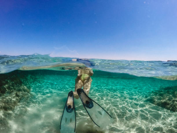 istock Woman snorkeling 1160278164