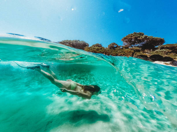 istock Woman snorkeling 1160278595