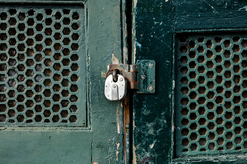 Closed Wood Door with lock