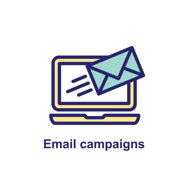 ilustraciones, imágenes clip art, dibujos animados e iconos de stock de icono de campañas de marketing por correo electrónico - sobre volador que muestra ser enviado - e mail technology @ backgrounds