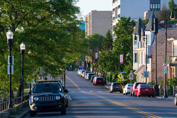 Pittsburgh, USA - May 24, 2019. Grandview Avenue on Mount Washington at sunrise, Pittsburgh, Pennsylvania.