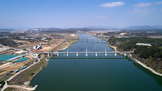 Yeojubo. Namhan River in Yeoju-si, South Korea.
