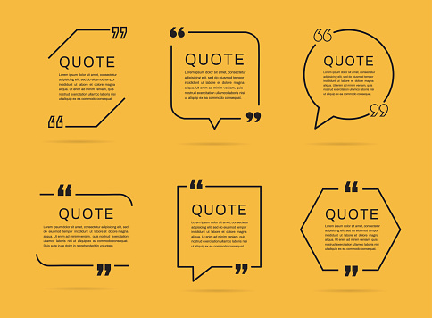 Quote template set. Quote speech box. Vector illustration