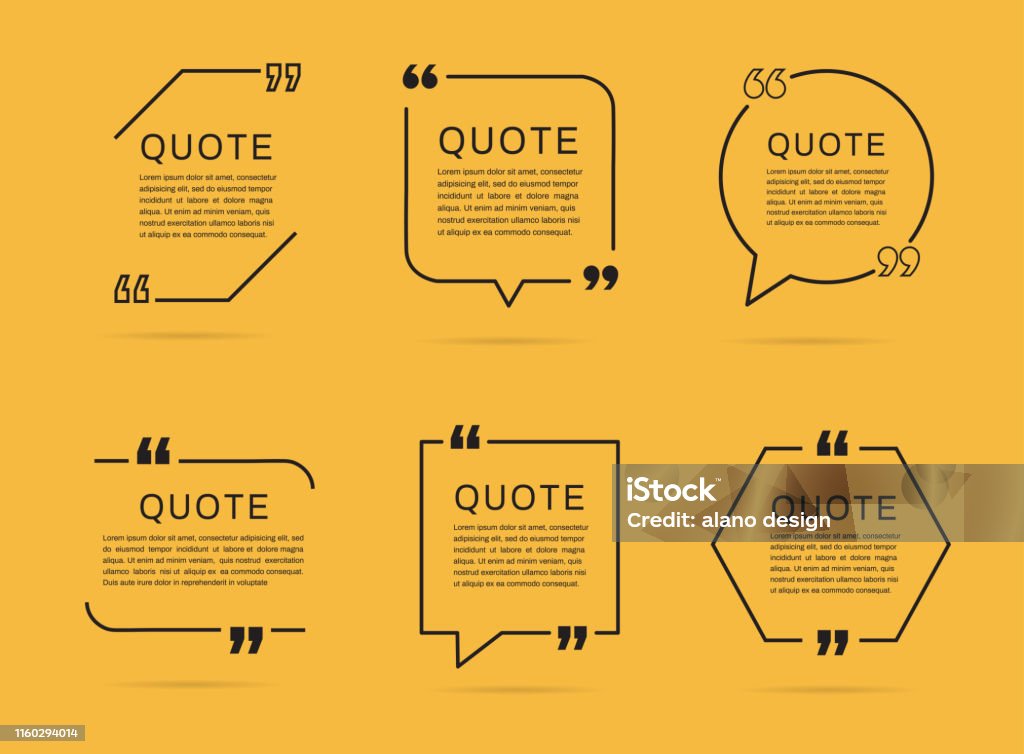 Quote template set. Quote speech box. Vector illustration Speech Bubble stock vector