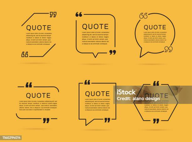 Quote Template Set Quote Speech Box Vector Illustration Stock Illustration - Download Image Now