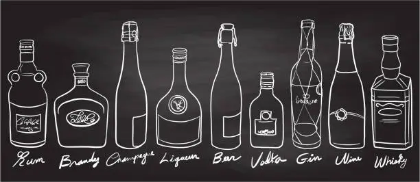 Vector illustration of Alcohol Variety Chalkboard