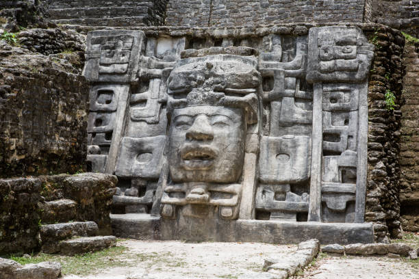 istock Mayan Temple Mask Face in Stone 1160304085