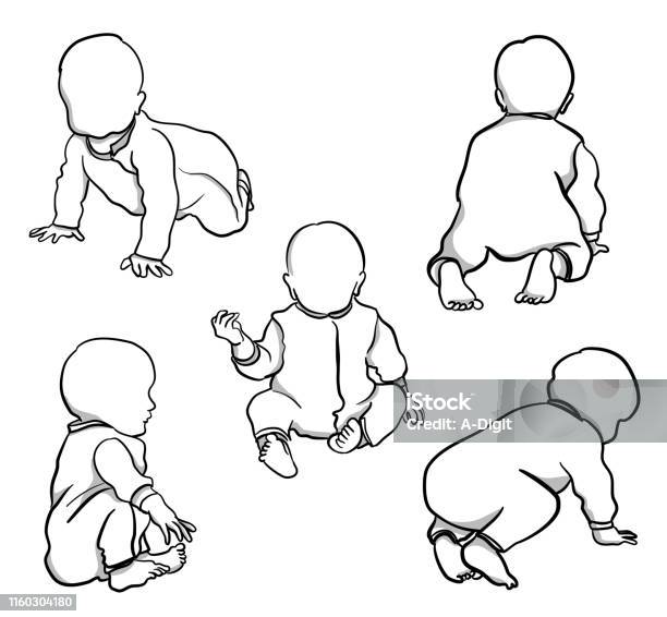 Baby Body Language Stock Illustration - Download Image Now - Baby - Age, Crawling, Drawing - Art Product - iStock