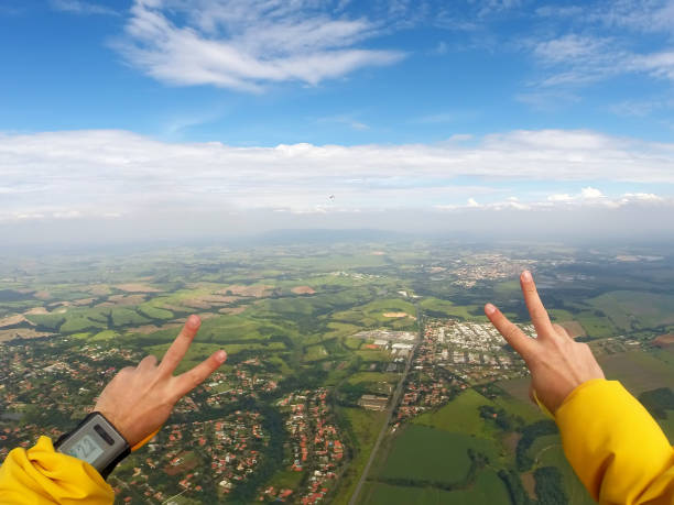 istock Paragliding man point of view beautiful day 1160305109