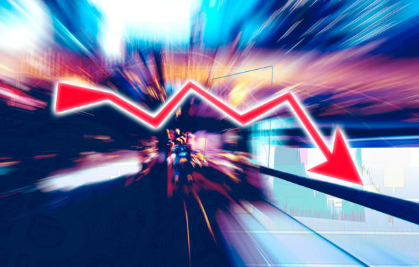 istock Finance Stock market with abstract light trials background. Index graph chart 1160307898