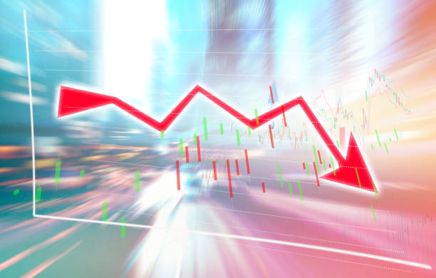 istock Finance Stock market with abstract light trials background. Index graph chart 1160307901