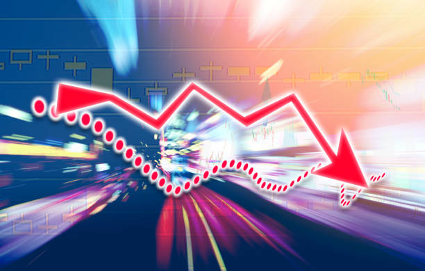 istock Finance Stock market with abstract light trials background. Index graph chart 1160307903