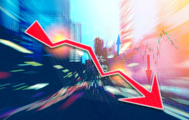istock Finance Stock market with abstract light trials background. Index graph chart 1160307904