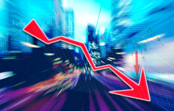 istock Finance Stock market with abstract light trials background. Index graph chart 1160307913