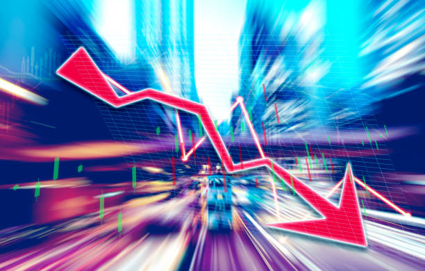 istock Finance Stock market with abstract light trials background. Index graph chart 1160307916
