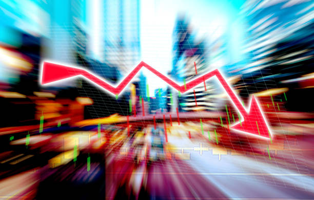 istock Finance Stock market with abstract light trials background. Index graph chart 1160307917