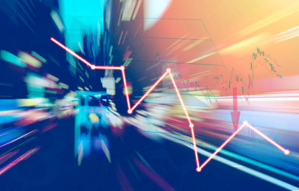 istock Finance Stock market with abstract light trials background. Index graph chart 1160307918
