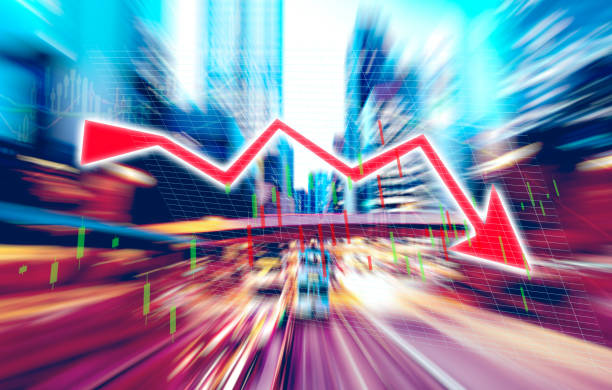 istock Finance Stock market with abstract light trials background. Index graph chart 1160307920
