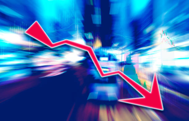 istock Finance Stock market with abstract light trials background. Index graph chart 1160307924