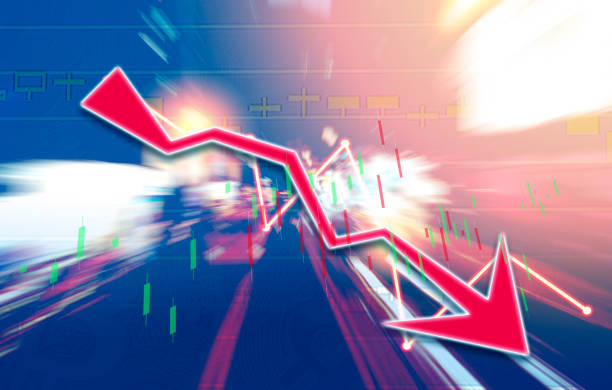 istock Finance Stock market with abstract light trials background. Index graph chart 1160307928