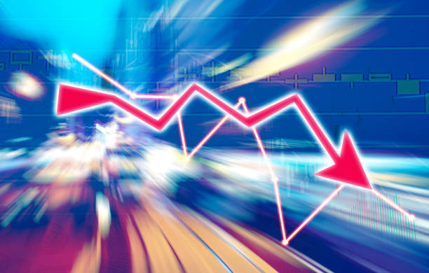 istock Finance Stock market with abstract light trials background. Index graph chart 1160307939