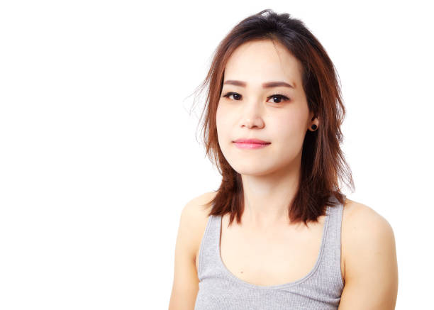 istock Beautiful asian female portrait studio white background. 1160315419