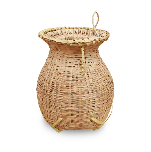 istock Fishing equipment basket  Made from bamboo isolated 1160318459