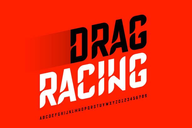 ilustraciones, imágenes clip art, dibujos animados e iconos de stock de speed style fuente moderna - carrera-de-coches-trucados