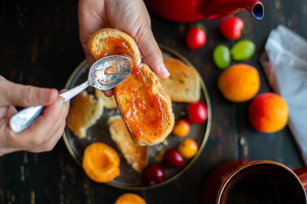 coffee break: coffee, toast and fruits