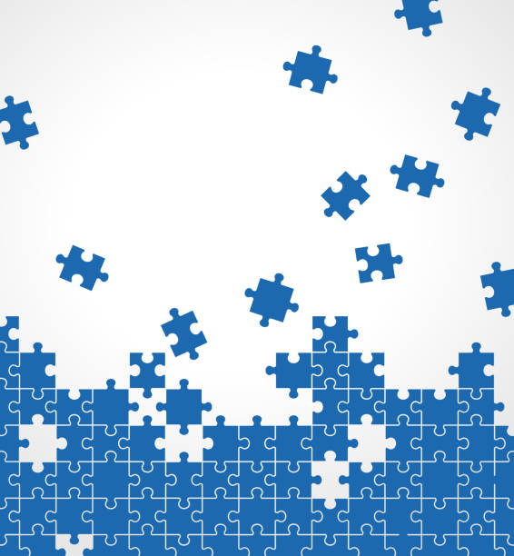 illustrations, cliparts, dessins animés et icônes de matériel de fond d'illustration de puzzle de puzzle - portion blue jigsaw puzzle puzzle