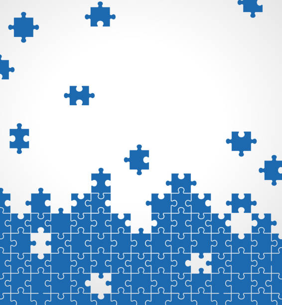 illustrations, cliparts, dessins animés et icônes de matériel de fond d'illustration de puzzle de puzzle - portion blue jigsaw puzzle puzzle